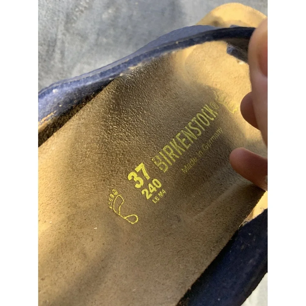 Birkenstock Gizeh Navy Blue Pebbled Leather Thong Sandals Women's 37 EU US 6-6.5